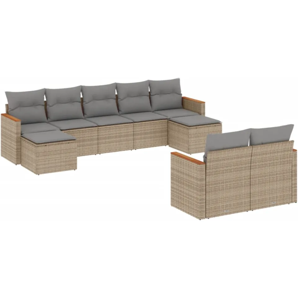 vidaXL Patio Sofa Set 9-zits Gemengd beige, foto 3