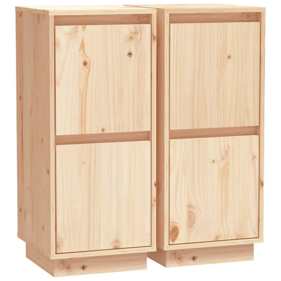 vidaXL Dressoirs 2 st 31,5x34x75 cm massief grenenhout bruin