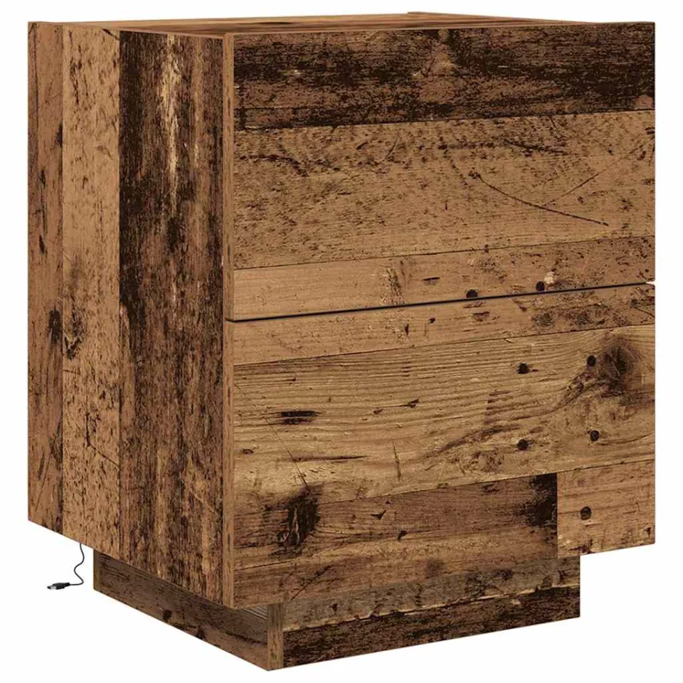 vidaXL Nachtkastje Oudhout 45 x 40 x 55 cm Bewerkt hout bruin, foto 3