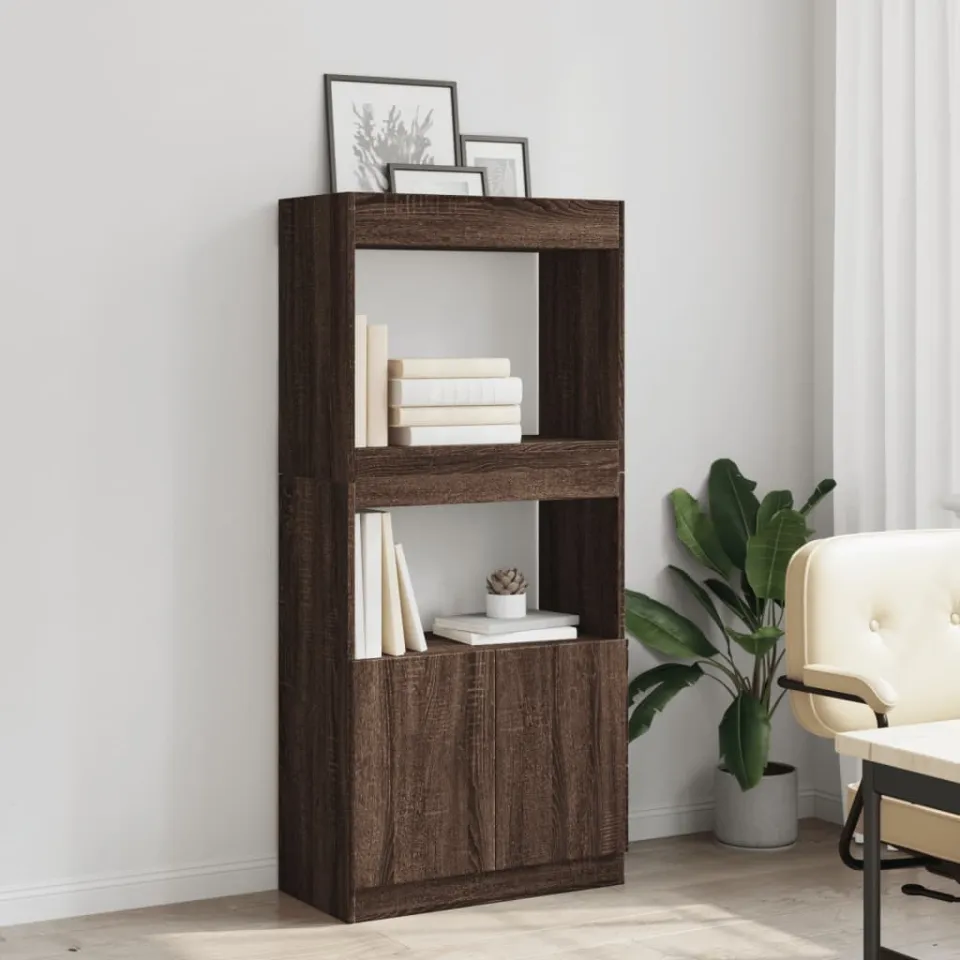 vidaXL Hoge kast 63x33x140 cm bewerkt hout bruin eikenkleurig, foto 4