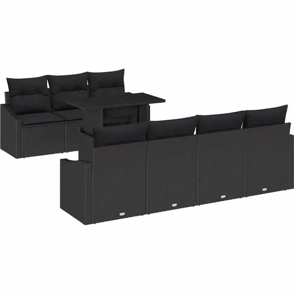 vidaXL Tuin Sofa Set 8 st Zwart poly rattan