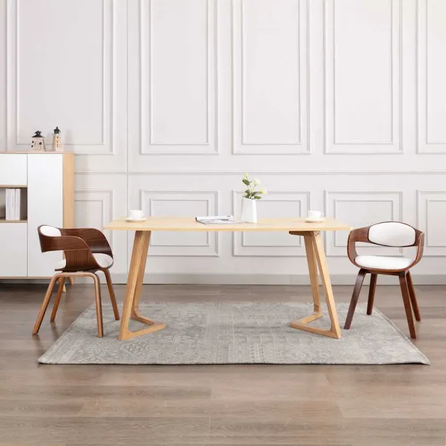 vidaXL Eetkamerstoelen 2 st gebogen hout en kunstleer Wit
