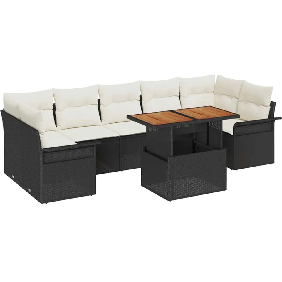 vidaXL Tuin Sofa Set 8 st Zwart Poly riet