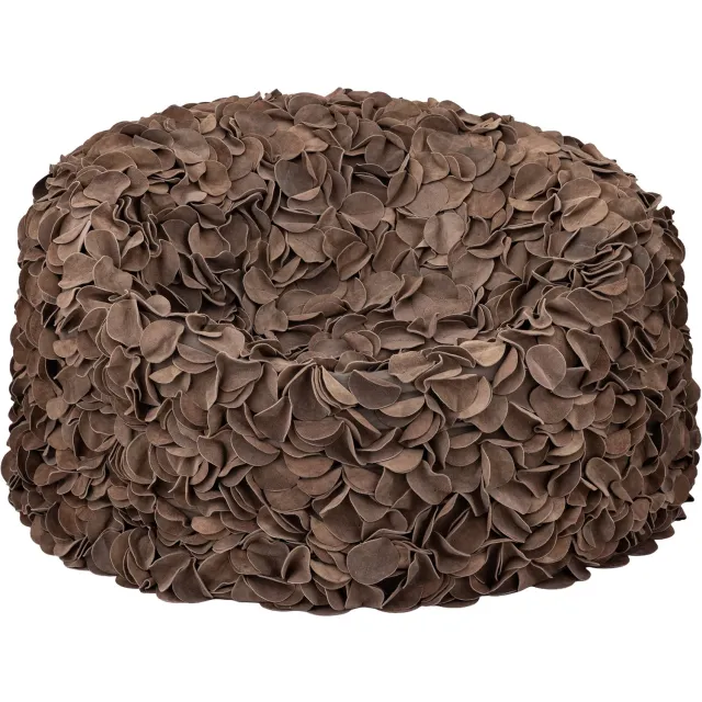 PTMD Nevo Brown Suede Leather Circle Bean Bag Bruin