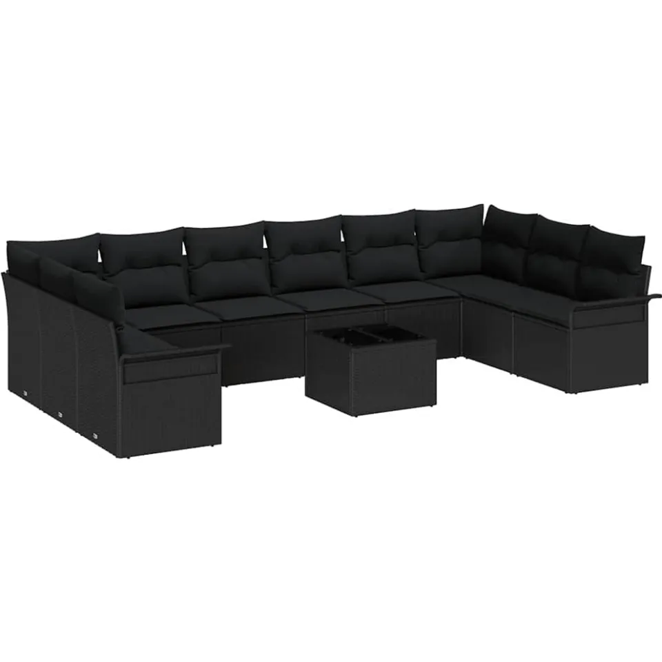 vidaXL Tuin Sofa Set 11 st Zwart poly rattan