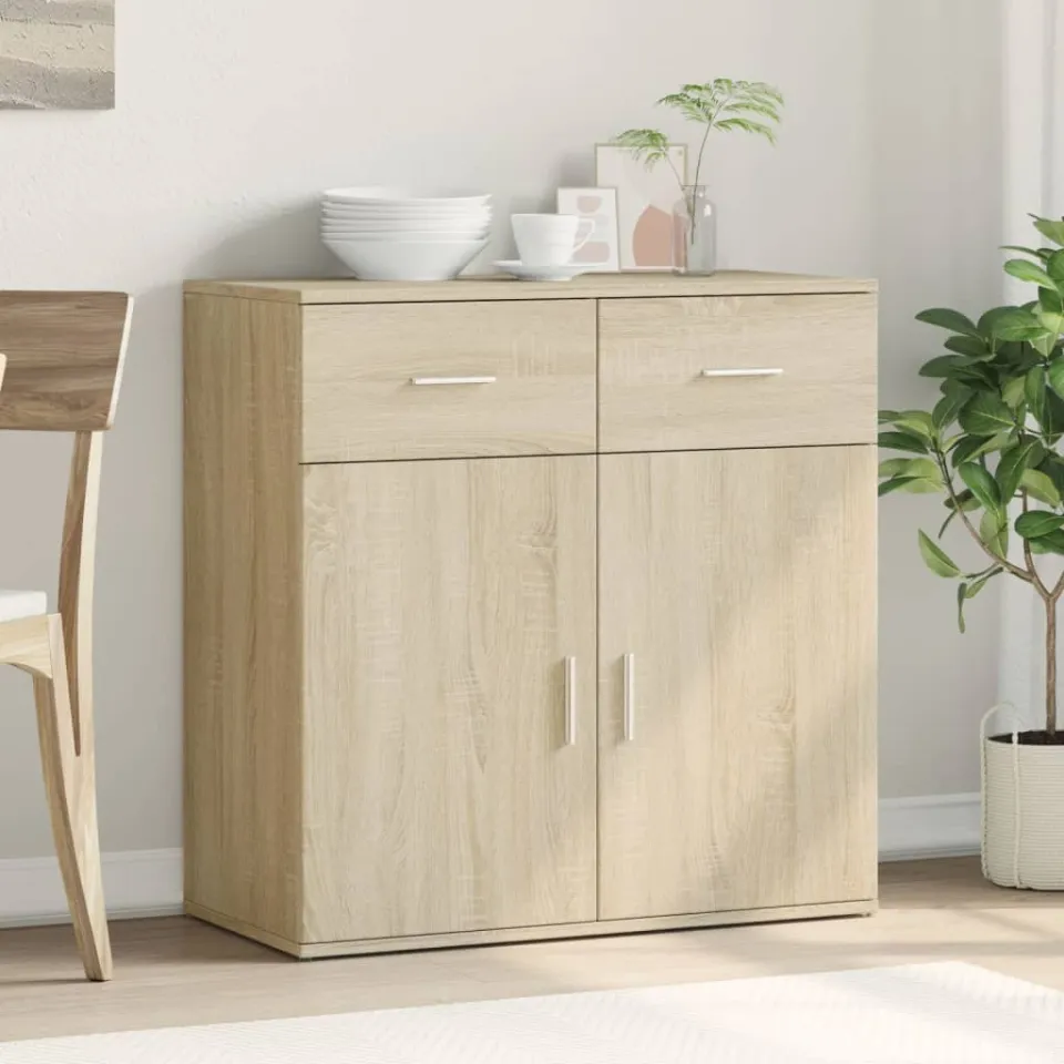 vidaXL Dressoir 79x38x80 cm bewerkt hout sonoma eikenkleurig, foto 3