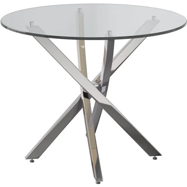 SONNENH Eettafel - Glazen blad met gekruiste poten - 80 x 80 x 75 cm - Transparant/zilverkleurig