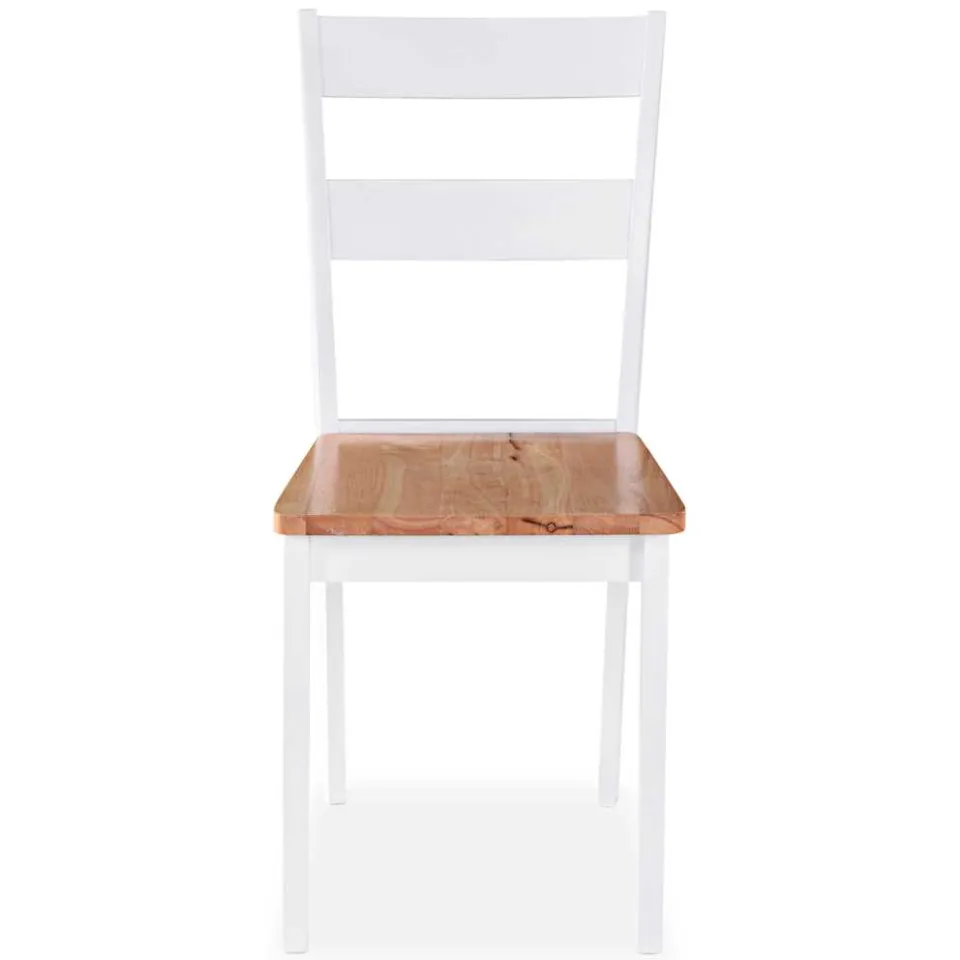 vidaXL Eetkamerstoelen 6 st massief rubberwood wit, foto 3