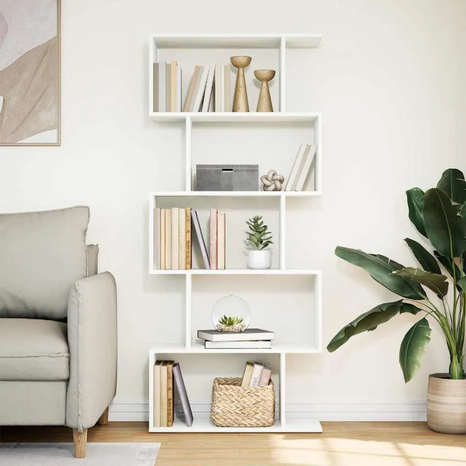 vidaXL Kamerverdeler Boekenkast 5-laags Wit 70x24x161 cm Bewerkt Hout, foto 2