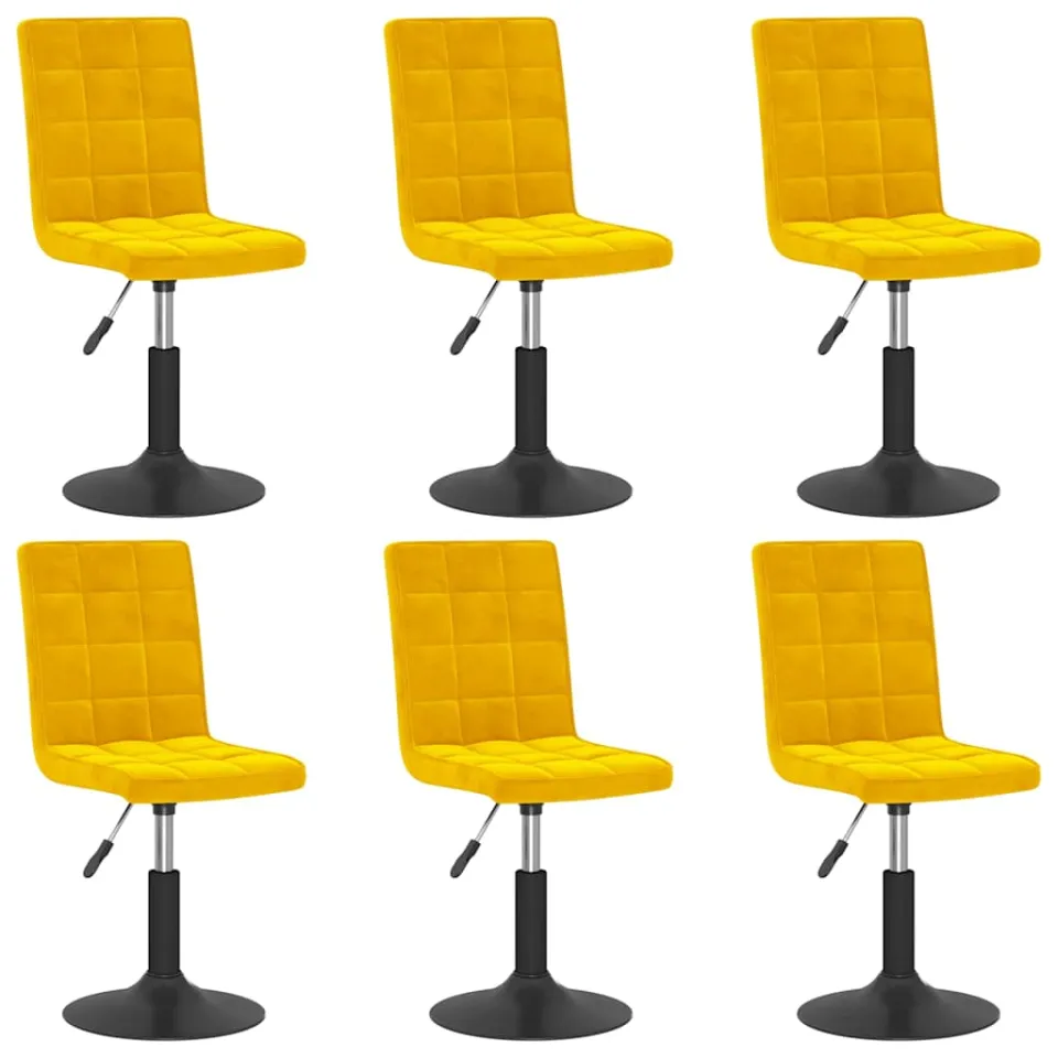 vidaXL Eetkamerstoelen draaibaar 6 st fluweel mosterdgeel, foto 3
