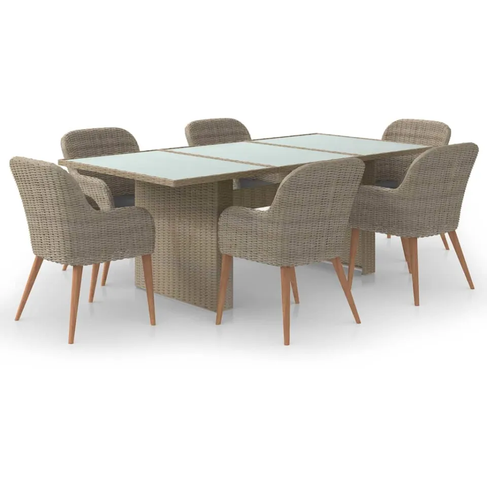 vidaXL 7-delige Tuinset poly rattan bruin, foto 3