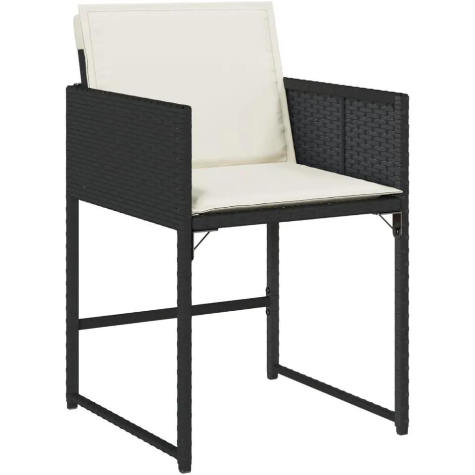 vidaXL 7-delige Tuinset met kussens poly rattan zwart
