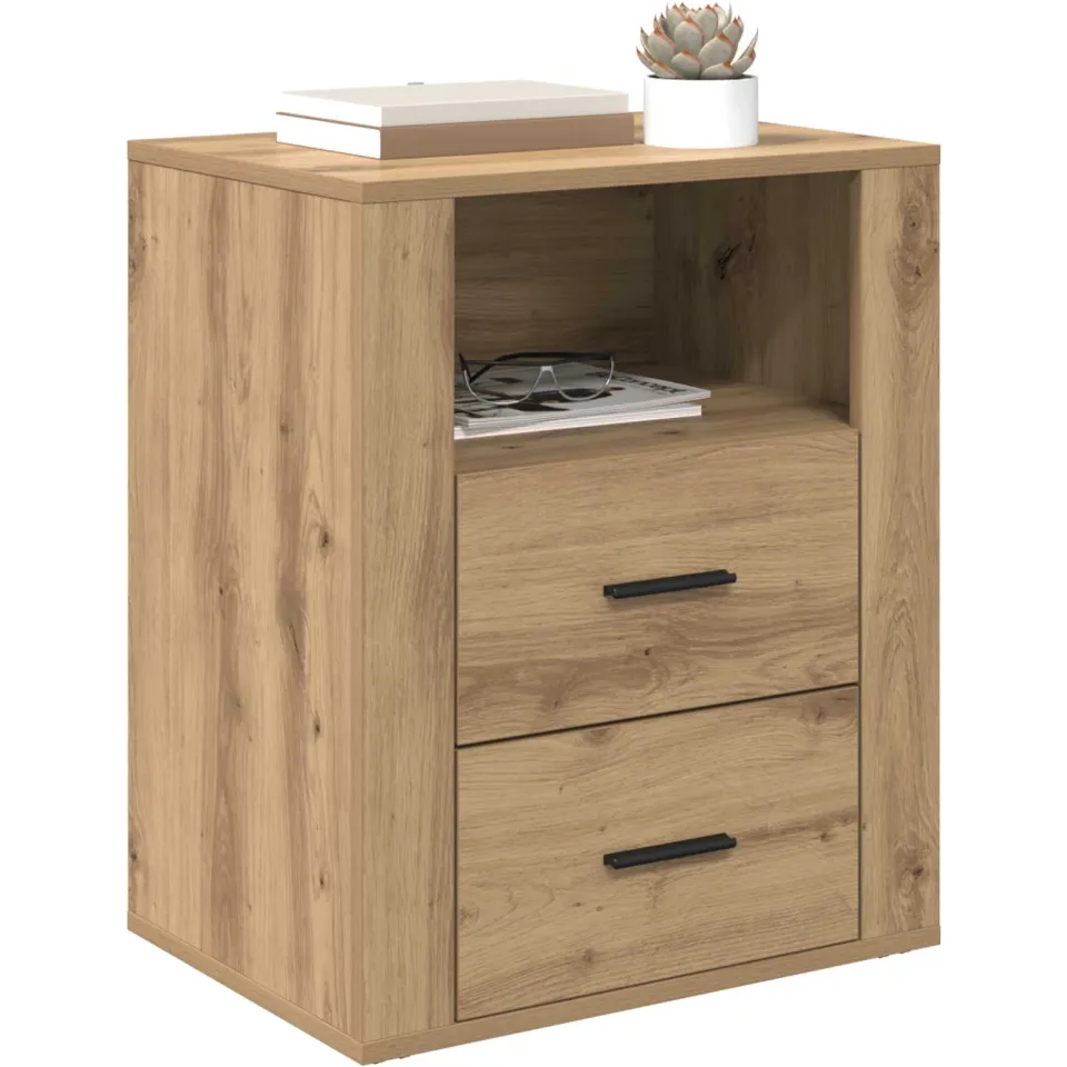 vidaXL Nachtkastje Artisan Eiken 35 x 50 x 60 cm Bewerkt hout Bruin