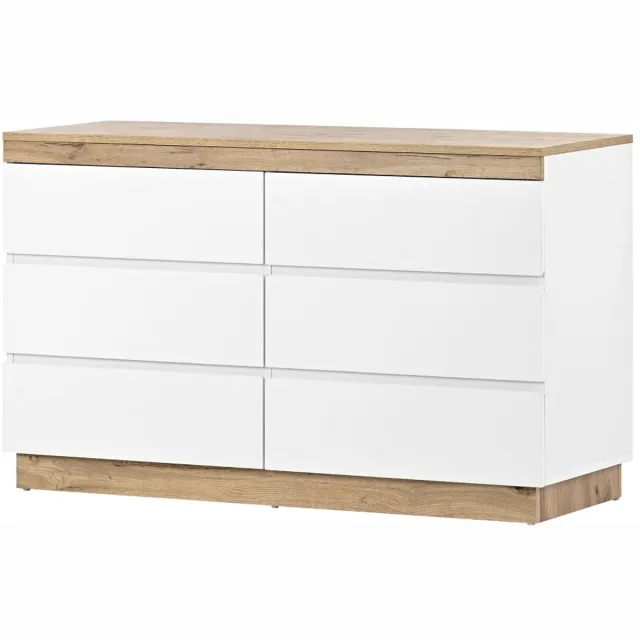 DailyDamaar ladekast - Opbergkast - Dressoir - Ladeblok - Spaanplaat - 6 lades - Slotsysteem - 110x40x68 cm - Opbergkist - Wit