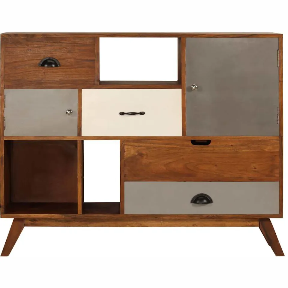 vidaXL Dressoir 115x35x86 cm massief acaciahout meerkleurig, foto 3