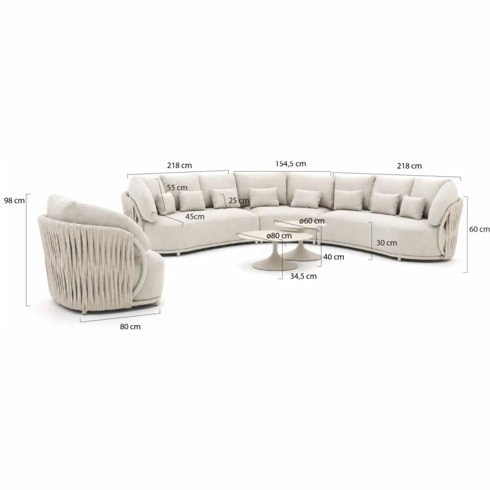 Suns Vivaro/Nova hoek loungeset 6-delig Taupe