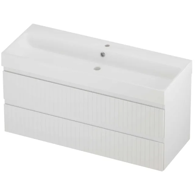 Proline Podium Badmeubelset Polystone Loft 1 Kraangat Gefreesd 120x46x62 cm Mat White Mat Wit