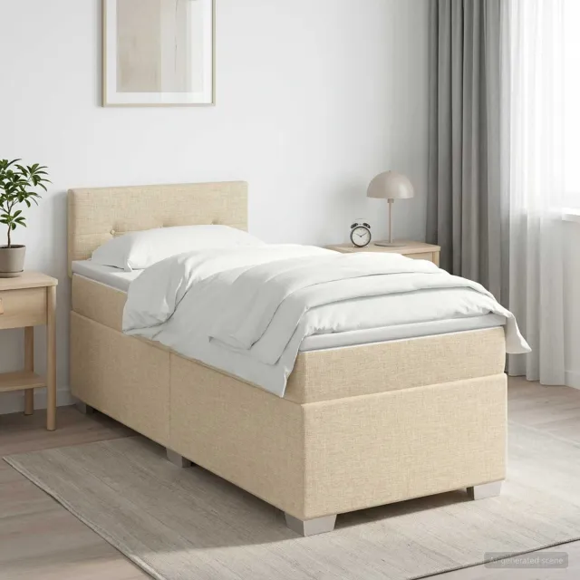 vidaXL Boxspringbed met matras Crèmekleurig 90 x 190 cm Stof
