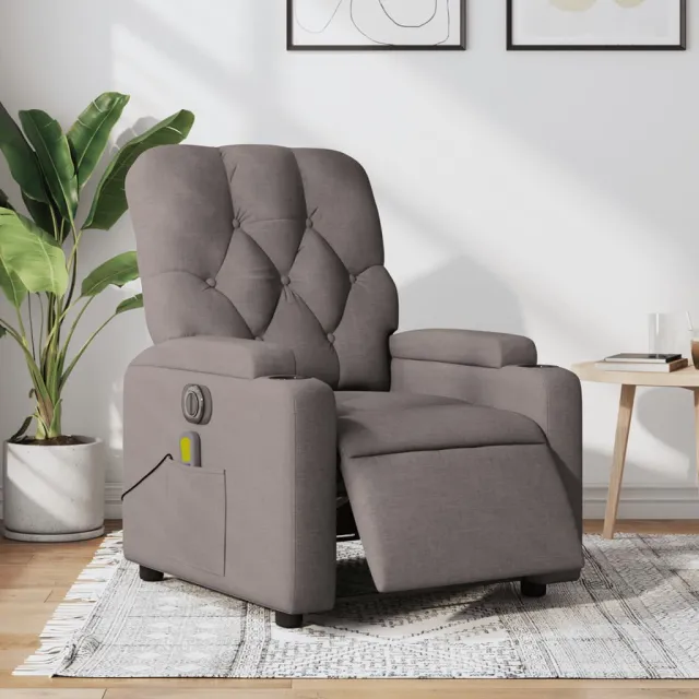 vidaXL Massagestoel elektrisch verstelbaar stof taupe