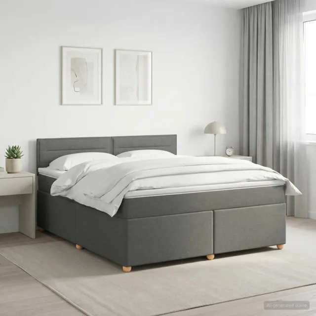 vidaXL Boxspringbed met matras Donkergrijs 160 x 200 cm Stof