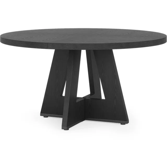 DMG Supply Ronde Eettafel 120 cm - Zwart - 4 Personen - Houten Tafel met Kruispoot