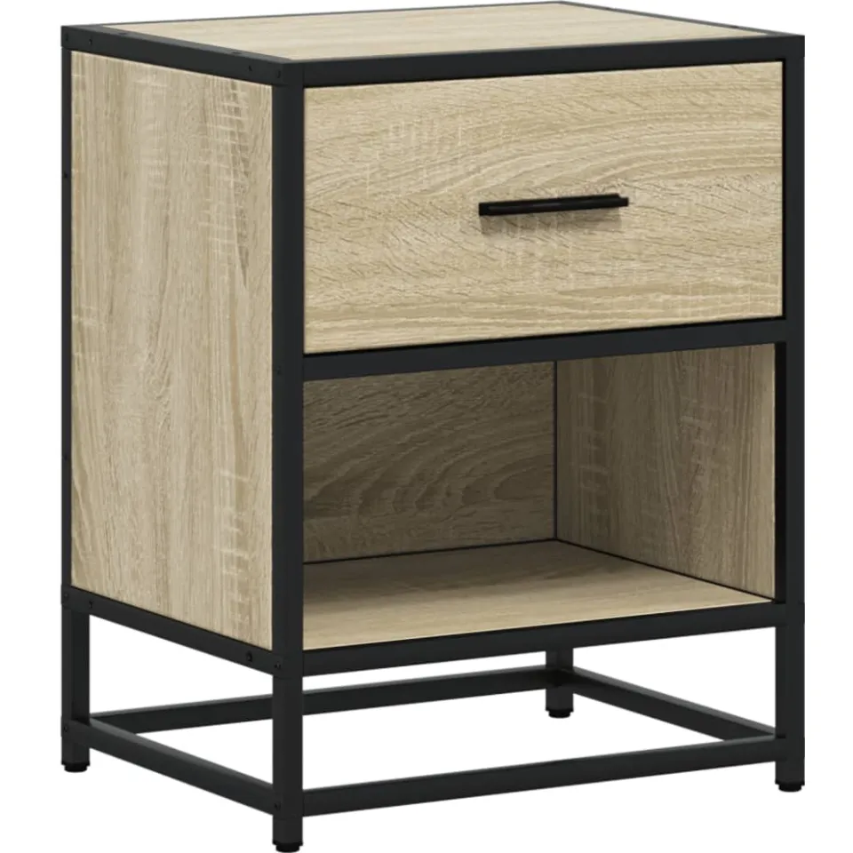 vidaXL Nachtkastje 40x31x50 cm bewerkt hout sonoma eikenkleurig Bruin