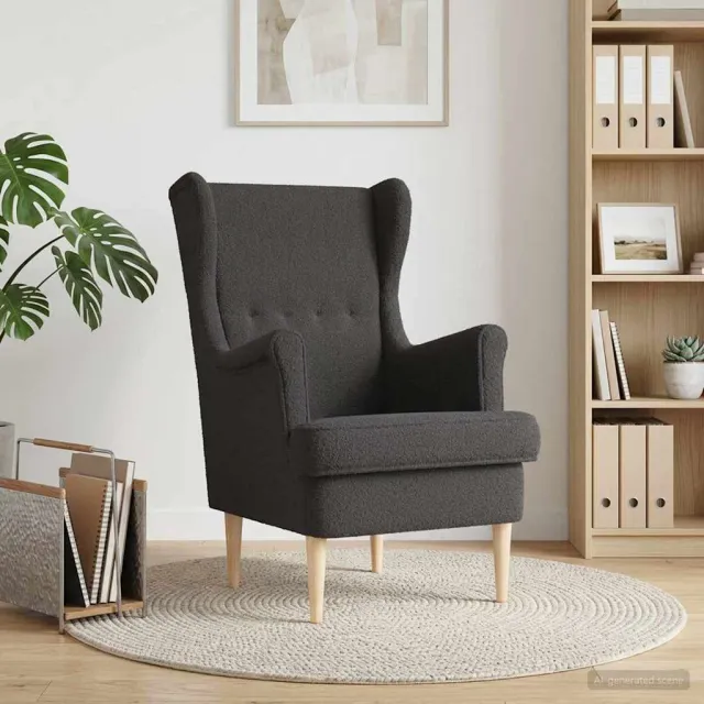 vidaXL Fauteuil Donkergrijs Bouclé