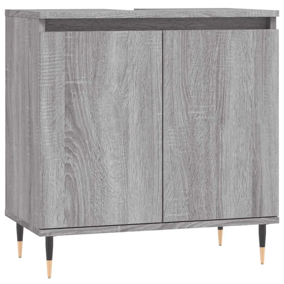vidaXL Badkamerkast 58x33x60 cm bewerkt hout grijs sonoma eikenkleurig, foto 3