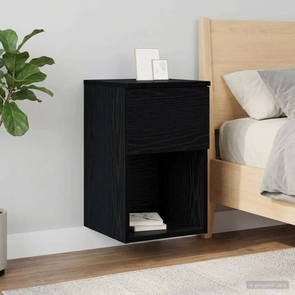 vidaXL Bed kast Zwart eiken 29 x 31,5 x 49 cm Bewerkt hout, foto 4