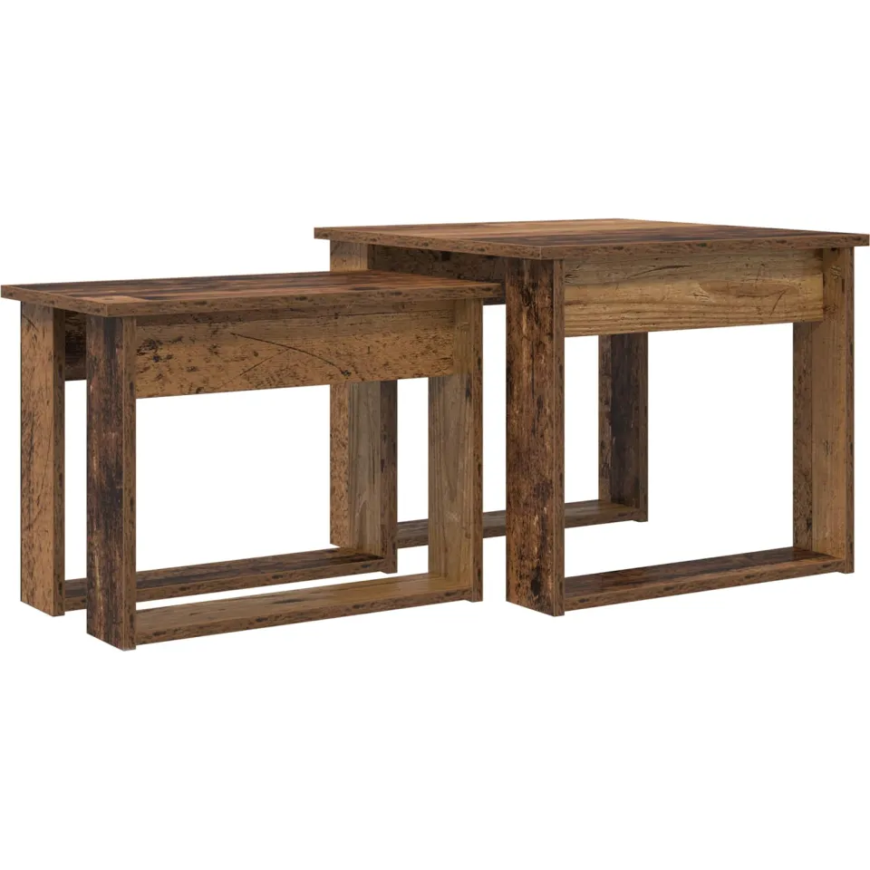 vidaXL Koffietafel Set 2 st Oudhout 50 x 52 x 42 cm Bewerkt hout bruin, foto 3