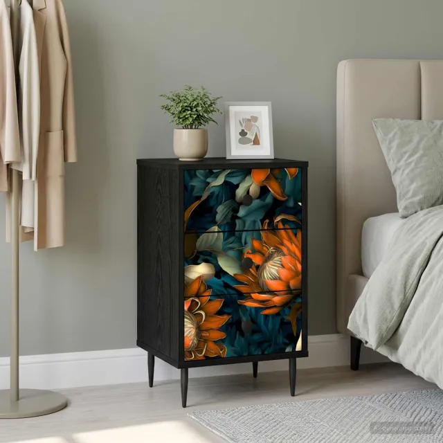 vidaXL Nachtkastje LOCHEM Zwart eiken 36 x 33 x 61 cm Bewerkt hout, foto 2