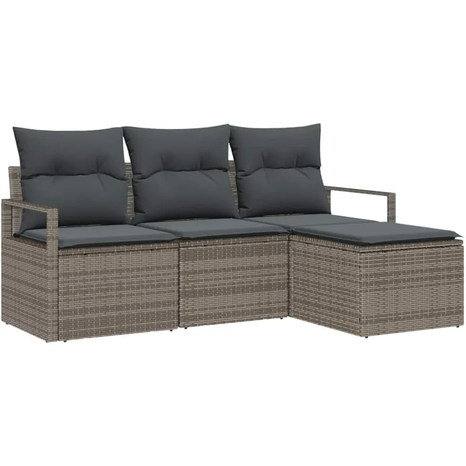 vidaXL Bankstel 4 st Grijs poly rattan