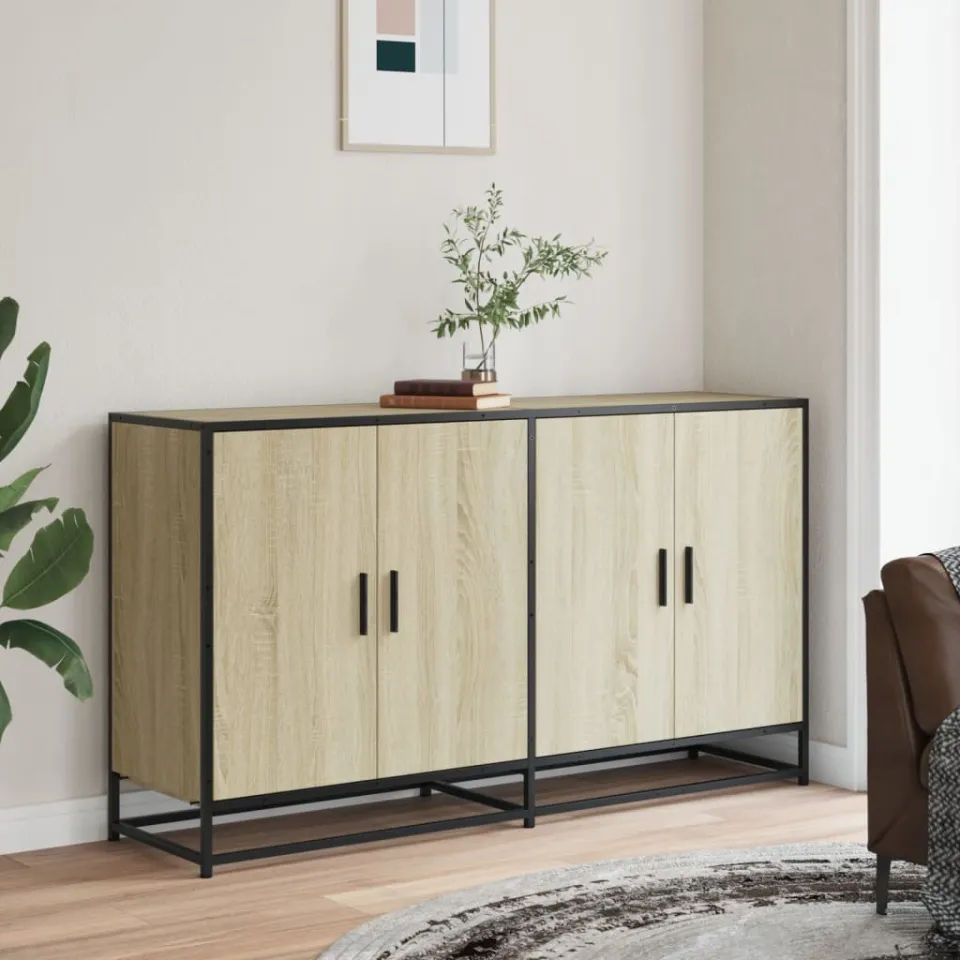 vidaXL Dressoir 134x35x76 cm bewerkt hout sonoma eikenkleurig, foto 2