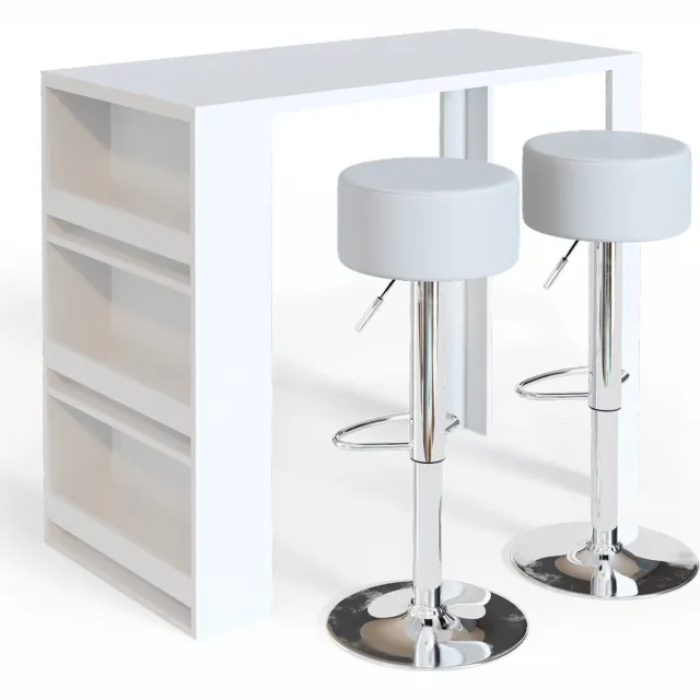 Vicco Bartafel set – 57 x 117 cm met 2 barkrukken Wit
