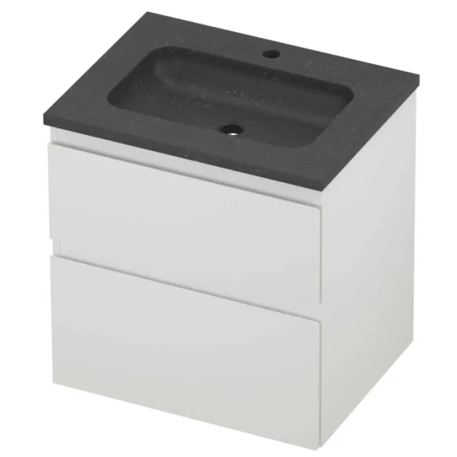 Proline Rollo Badmeubelset Hardsteen Elegant 1 Kraangat 60x46x62 cm Blue Stone Mat Wit