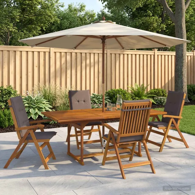 vidaXL 5-delige tuin eetset Naturel Massief Acaciahout Bruin