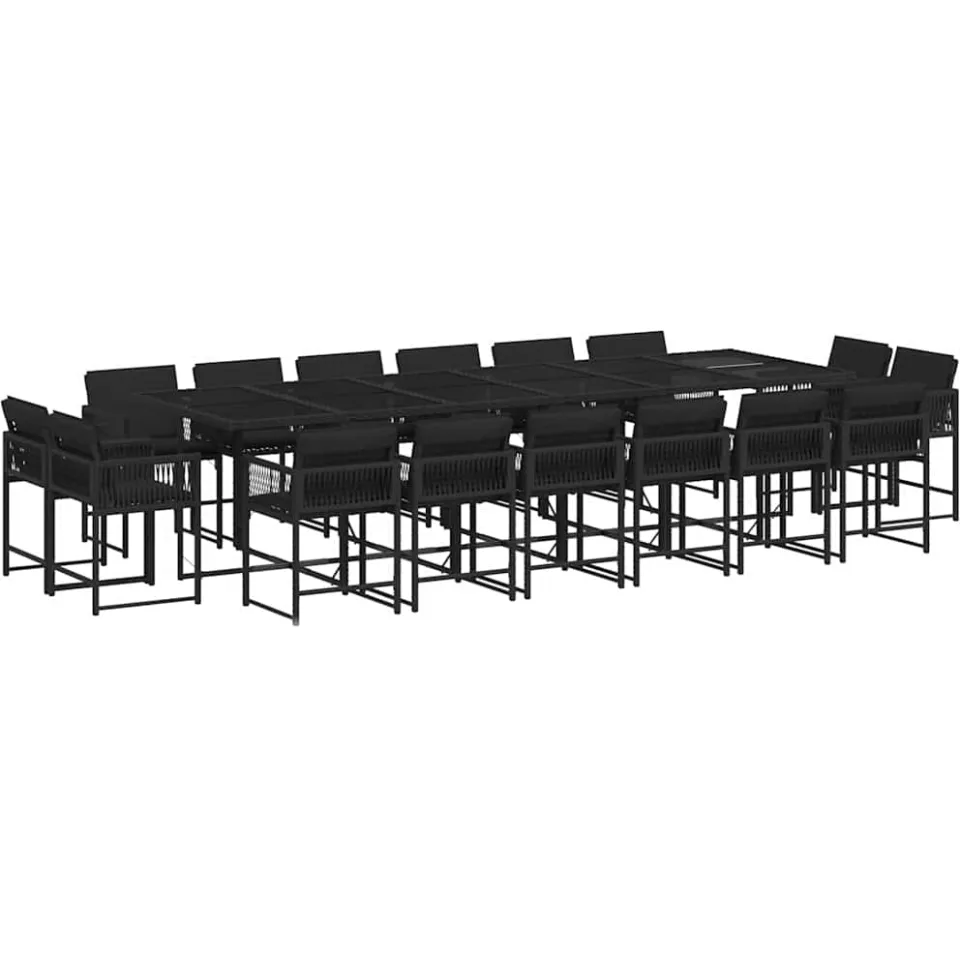 vidaXL 17-delige Tuinset met kussens poly rattan zwart, foto 3