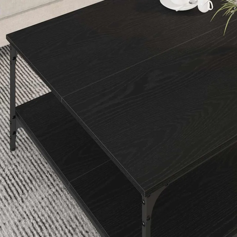 vidaXL Salontafel Zwart eiken 80 x 80 x 40 cm Bewerkt hout, foto 4