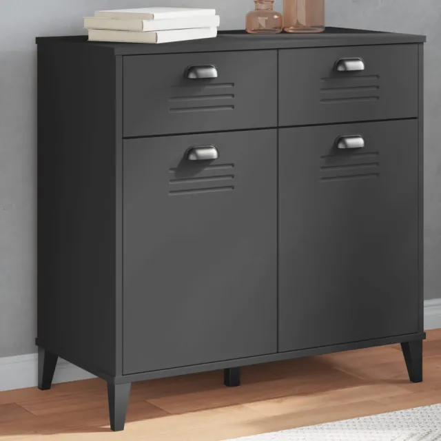 vidaXL Dressoir VIKEN 80x40x80 cm bewerkt hout antracietgrijs, foto 2