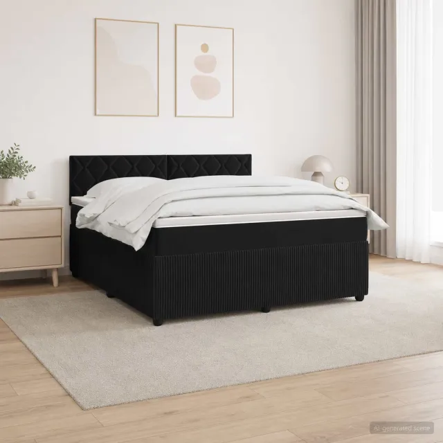 vidaXL Boxspringbed met matras Zwart 140 x 200 cm Fluweel