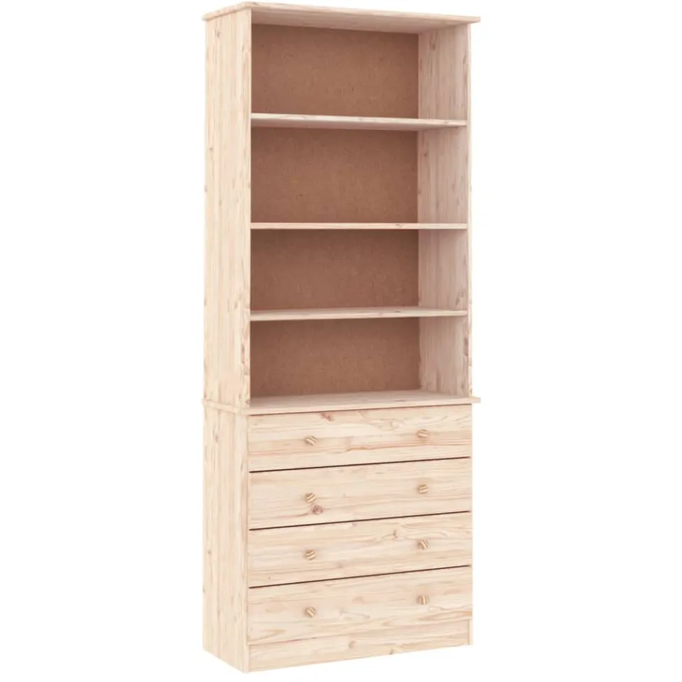vidaXL Boekenkast met lades ALTA 77x35x186,5 cm massief grenenhout bruin, foto 3