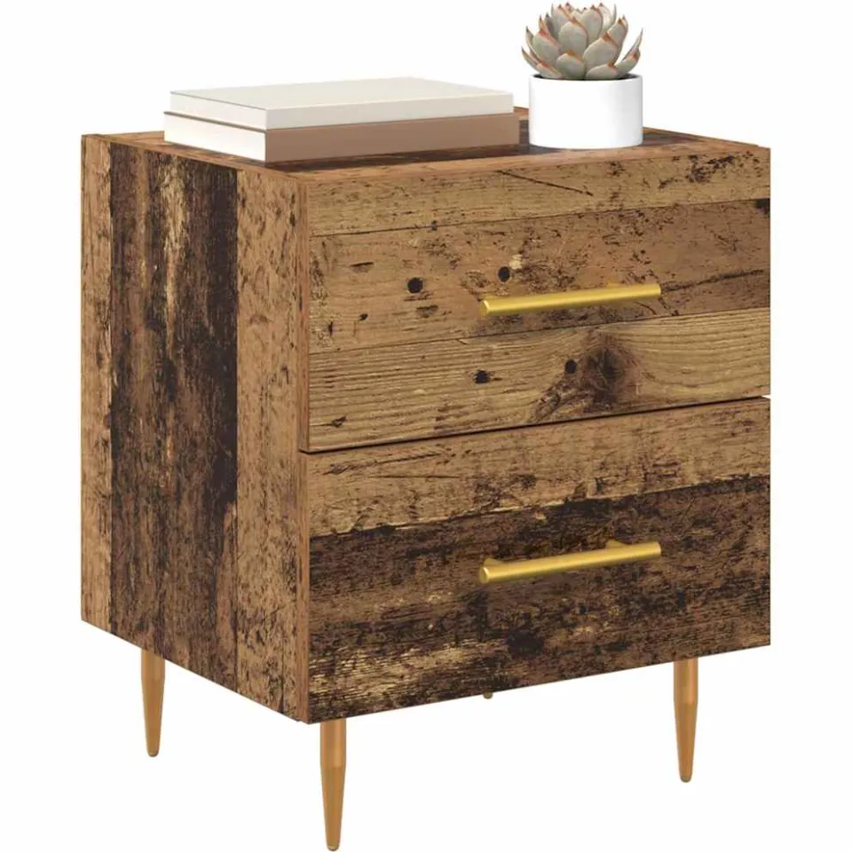 vidaXL Nachtkastje Oud Hout 40 x 35 x 47,5 cm Bewerkt hout Bruin