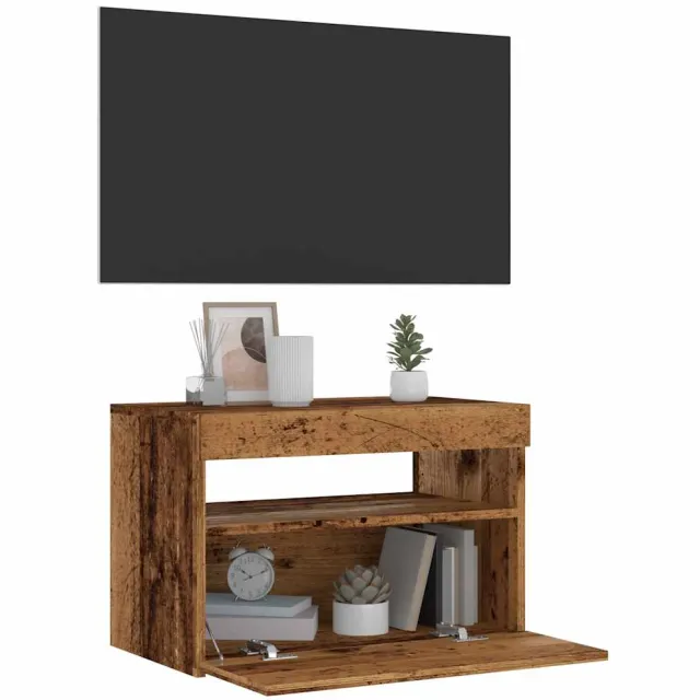 vidaXL Tv-meubel met LED 60x35x40 cm bewerkt hout oud hout bruin, foto 2