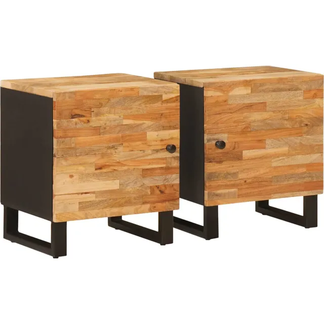 vidaXL Nachtkastje 2 st Bruin 40 x 33 x 46 cm Massief Mango Hout