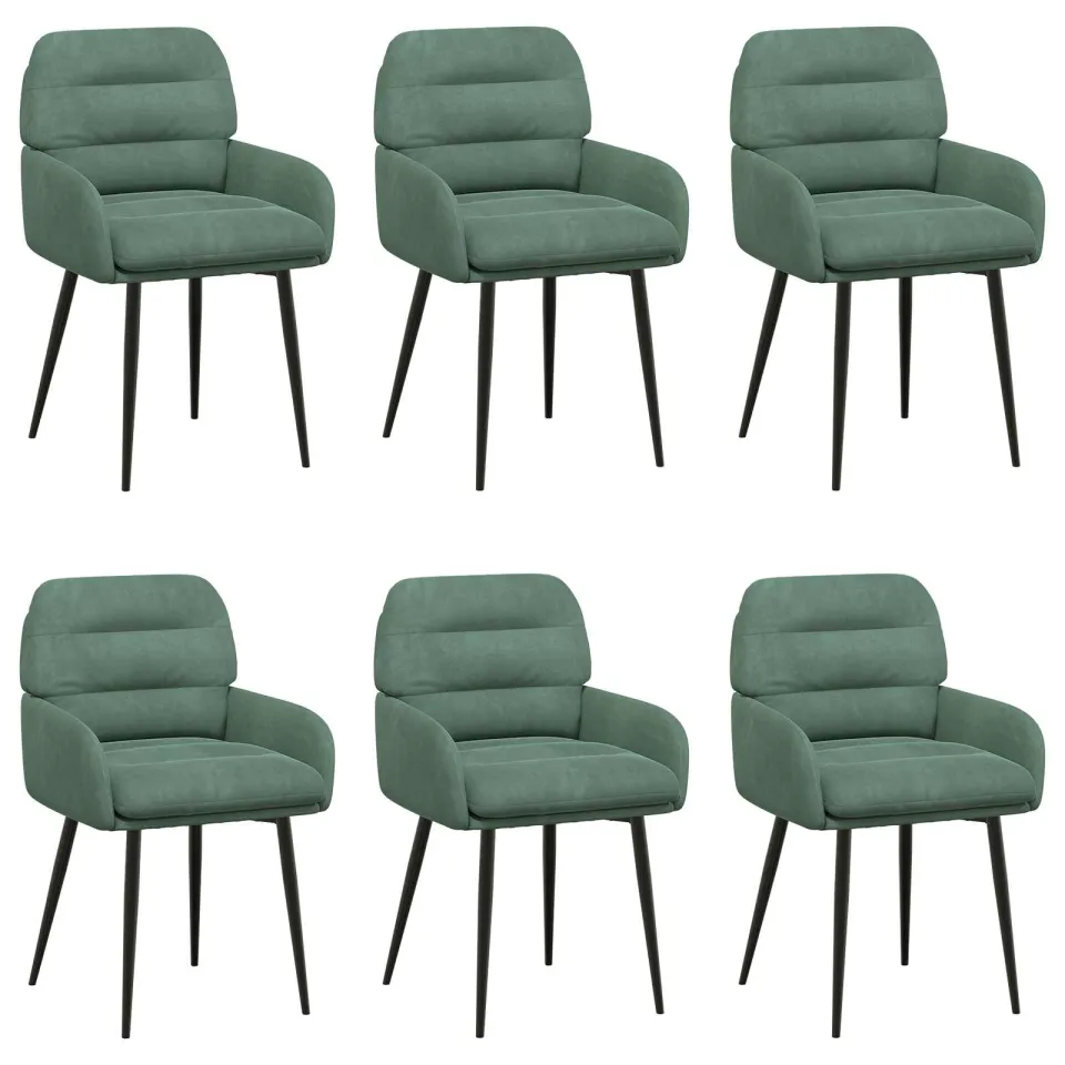 vidaXL Eettafelstoelen 6 st fluweel Zeegroen 59 x 59,5 x 90 cm groen, foto 3