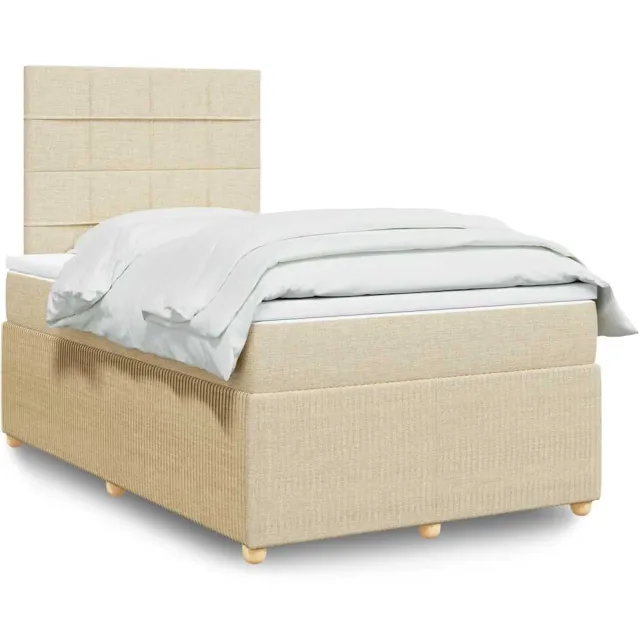 vidaXL Boxspring met matras stof crèmekleurig 120x190 cm