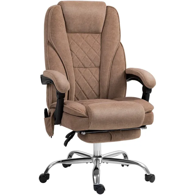 Vinona Bureaustoel met massage- en warmtefunctie - Met voetensteun - In hoogte verstelbaar - 67 x 72 x 111-119 cm - Bruin