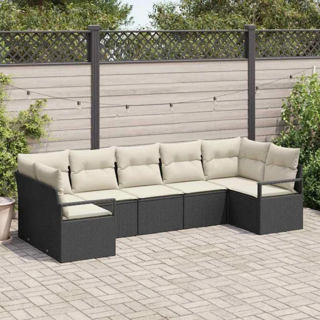 vidaXL Bankstel 7 st Zwart poly rattan, foto 2