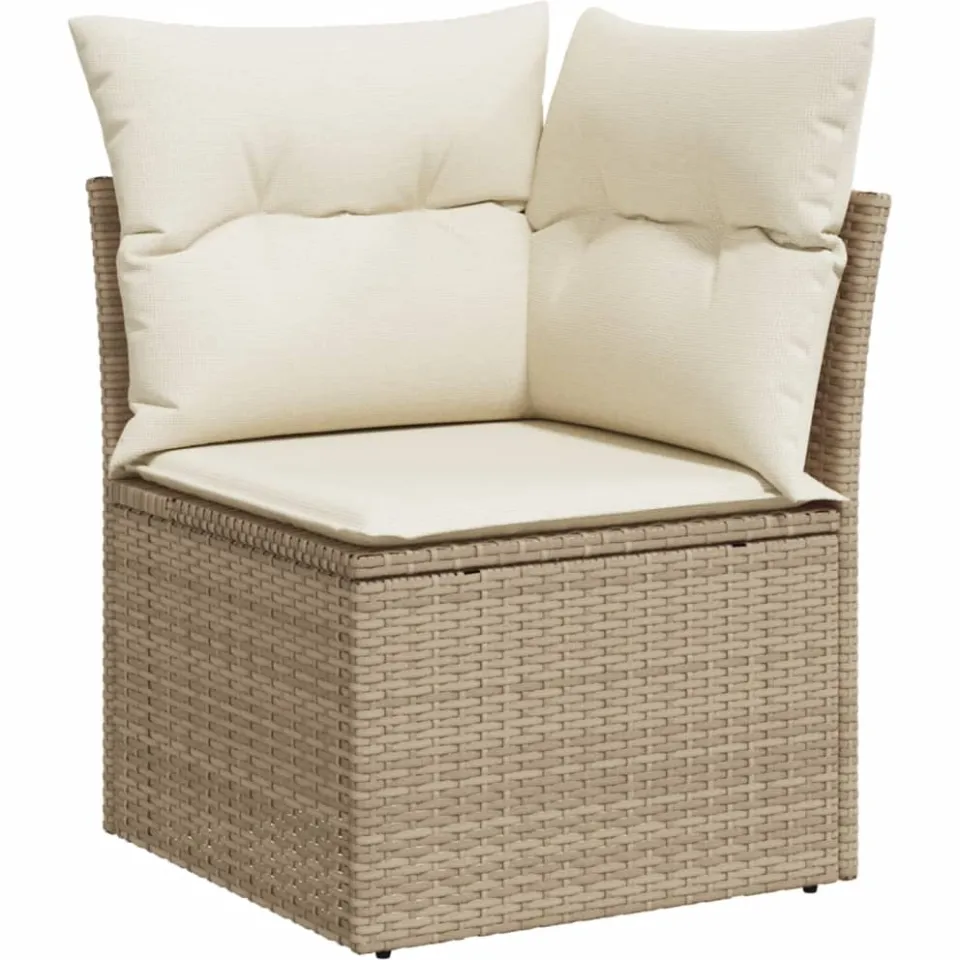 vidaXL 6-delige Loungeset met kussens poly rattan beige, foto 4