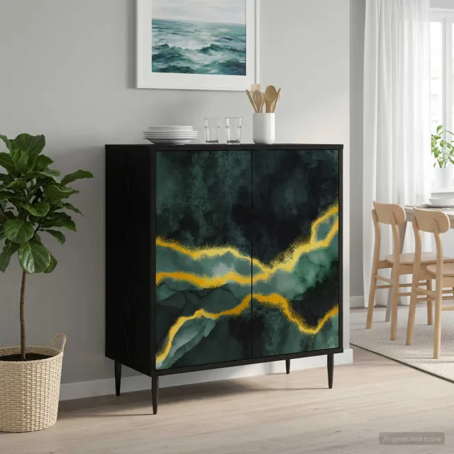 vidaXL Dressoir WIJHE Zwart eiken 69 x 33 x 76 cm Bewerkt hout